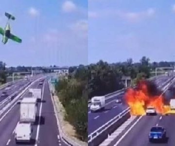 AVIONETA SE ESTRELLA EN AUTOPISTA DE BRESCIA Y DEJA DOS MUERTOS