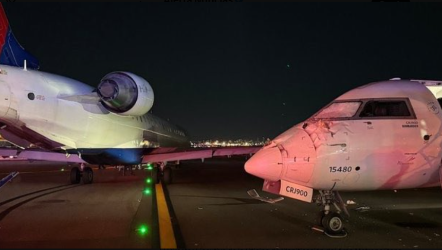 DOS AVIONES DE DELTA CHOCAN EN PISTA DEL AEROPUERTO LAGUARDIA DE NUEVA YORK