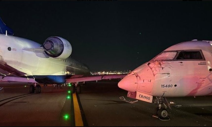 DOS AVIONES DE DELTA CHOCAN EN PISTA DEL AEROPUERTO LAGUARDIA DE NUEVA YORK