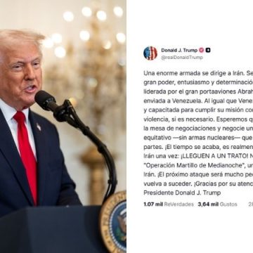 TRUMP DICE QUE UNA AMPLIA FLOTA NAVAL ESTÁ DIRIGIÉNDOSE A IRÁN Y PIDE NEGOCIAR UN ACUERDO NUCLEAR