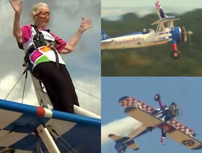 viejita A LOS 97 AÑOS, BETTY BROMAGE VUELVE A ROMPER RÉCORD GUINNESS SOBRE EL ALA DE UN AVIÓN